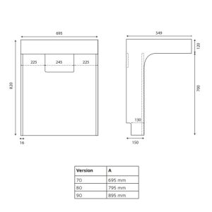 Meuble simple vasque PMR EPURE 70 cm - Blanc brillant