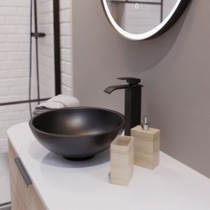 Mitigeur haut lavabo CASCADE Noir Mat pour vasque à poser