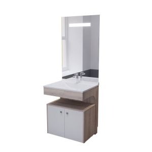 Meuble vasque ALTEA 70 cm avec miroir led Elégance et caisson roulant - Cambrian oak