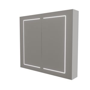 Armoire de toilette BOXLED - 80 cm avec portes miroir, éclairage LED intégré et prise 220 V à l'intérieur