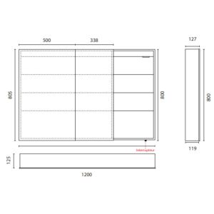 Miroir armoirette portes à gauche ARMILED - 120 cm