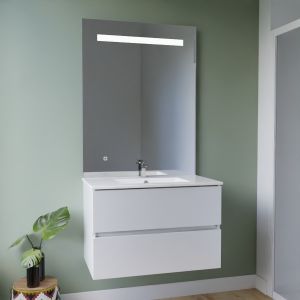 Meuble vasque tout inox ROSINOX 80 cm + miroir Elégance ht105