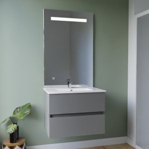 Meuble vasque tout inox ROSINOX 70 cm + miroir Elégance ht105