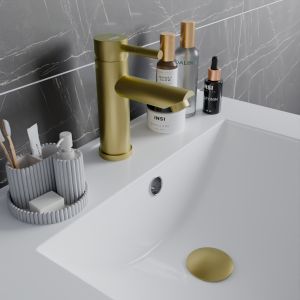 Mitigeur lavabo forme arrondie et finition doré mat - JENNY GOLD 