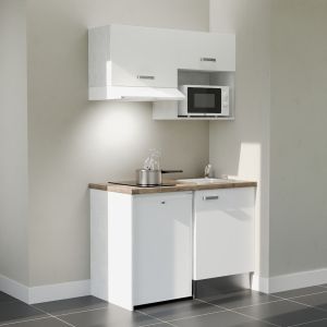 Kitchenette K02L-PT - 120 cm avec plan de travail et évier - emplacements frigo, hotte et micro-ondes