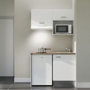 Kitchenette K02L-PT - 120 cm avec plan de travail et évier - emplacements frigo, hotte et micro-ondes