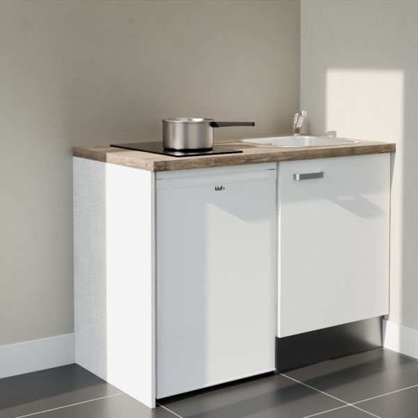 Kitchenette K08L-PT - 120 cm avec plan de travail et évier - emplacement frigo