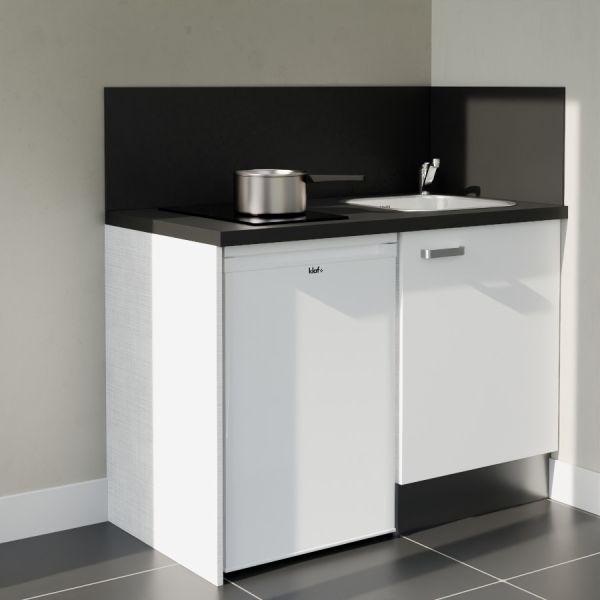 Kitchenette K08L-PT - 120 cm avec plan de travail et évier - emplacement frigo