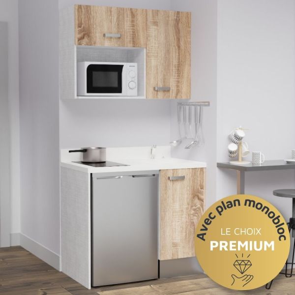 Kitchenette K00L - 100 cm - emplacements frigo top et micro-ondes