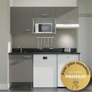 Kitchenette K55L - 180 cm - emplacements hotte, micro-ondes, frigo et lave-vaisselle