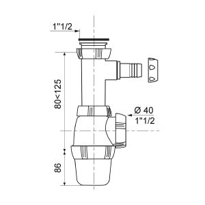 Siphon évier avec raccord lave-vaisselle