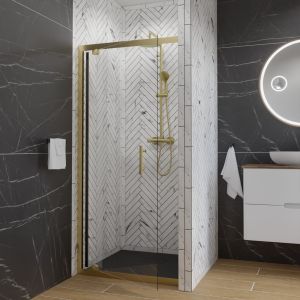 Porte de douche pivotante 90 cm cadre doré GOLDY