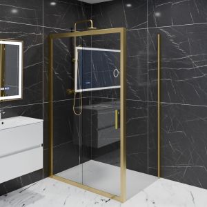 Paroi de douche d'angle porte coulissante + retour fixe GOLDY 120 cm x 90 cm