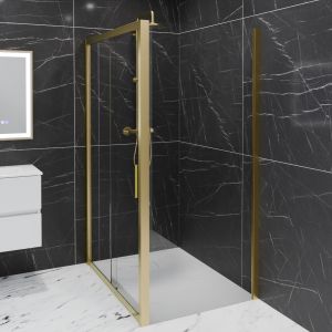 Paroi de douche d'angle porte coulissante + retour fixe GOLDY 120 cm x 90 cm