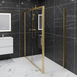 Paroi de douche d'angle porte coulissante + retour fixe GOLDY 160 cm x 80 cm