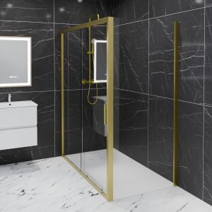 Paroi de douche d'angle porte coulissante + retour fixe GOLDY 160 cm x 90 cm