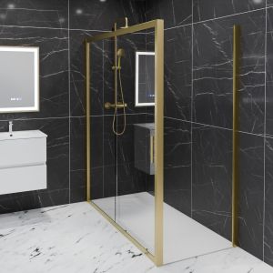 Paroi de douche d'angle porte coulissante + retour fixe GOLDY 170 cm x 80 cm