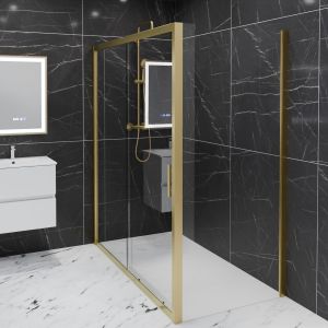 Paroi de douche d'angle porte coulissante + retour fixe GOLDY 170 cm x 90 cm