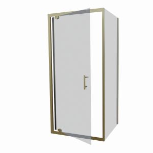 Paroi de douche d'angle : porte pivotante cadre et poignée doré + retour fixe sans cadre - GOLDY 90 cm x 90 cm