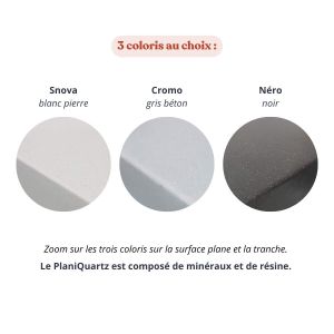 Plan de travail monobloc PlaniQuartz avec évier - 100 cm - zoom 3 coloris au choix