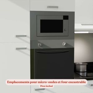 Kitchenette K46L-PT - 300 cm - exemple avec micro-ondes et four encastrable