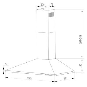 Dimensions hotte décorative inox - KLAF