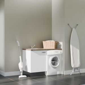 Meuble de buanderie 122 cm pour lave-linge avec évier, plan de travail – B01