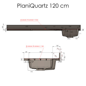 Plan de travail monobloc PlaniQuartz avec évier à droite - 120cm CROMO