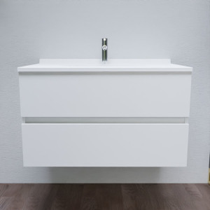 Meuble salle de bain 90 cm ROMY - Blanc brillant