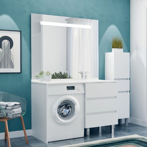 Meuble de salle de bain machine à laver - Collection Kora -coloris blanc - Cuisibane